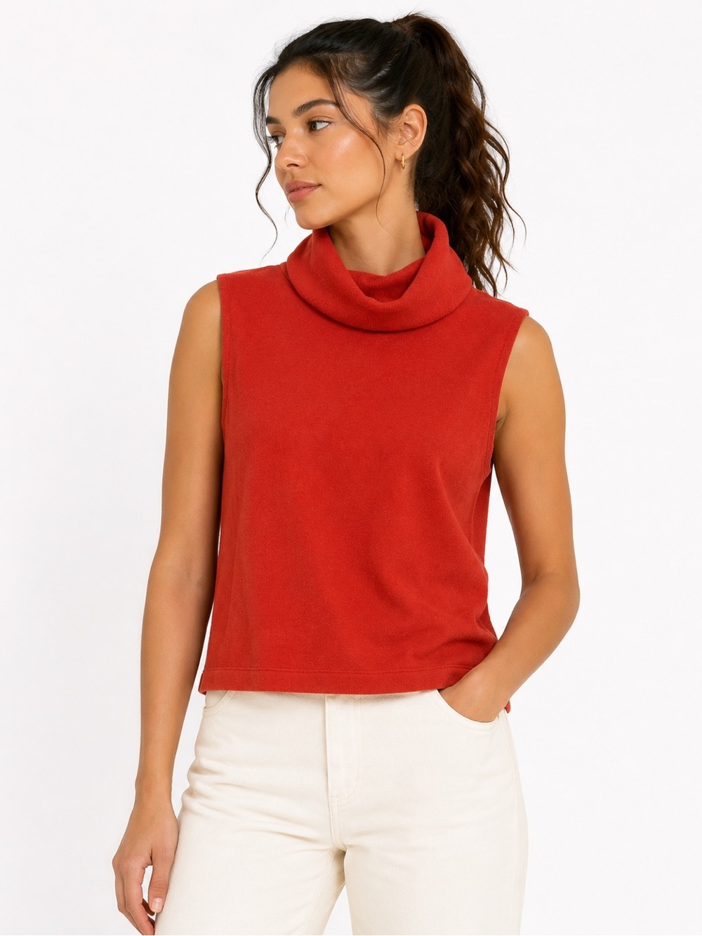 Banana Republic Soft Luxe Sleeveless Turtleneck Top – Red | Women’s Size M